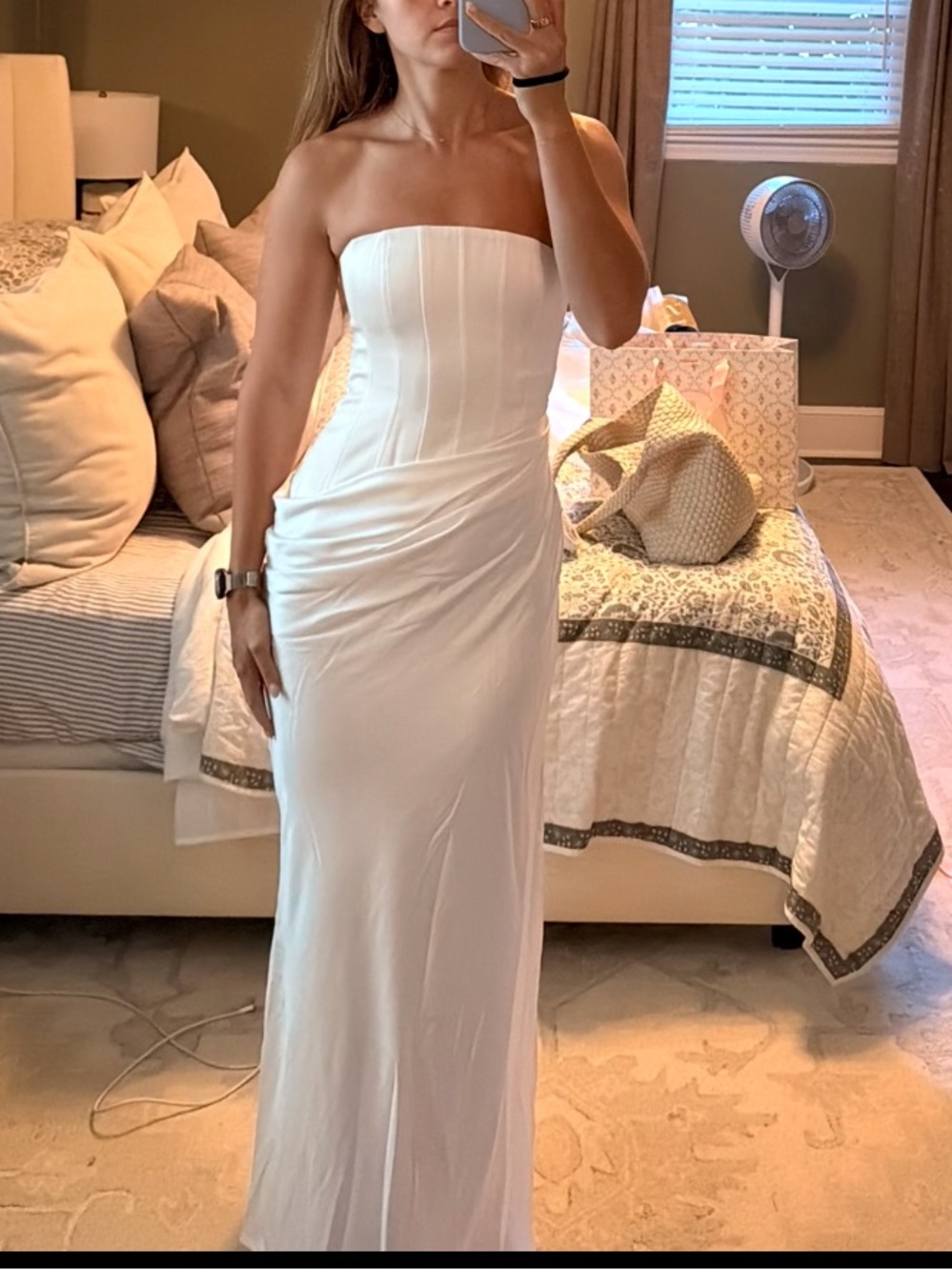 Meshki white strapless dress